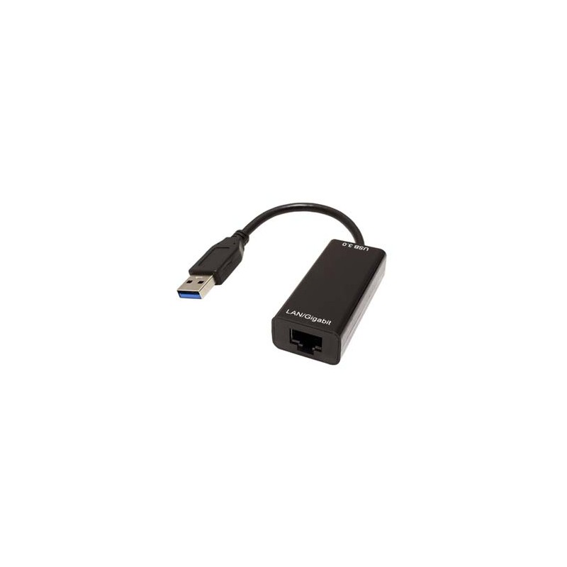 USB/LAN adapter (3.0), USB A M - RJ45 F, czarna, Gigabit Ethernet