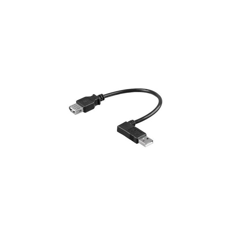 Przedłużacz USB (2.0), USB A M - USB A F, 0.1m, pod katem 90°, czarny, EOL