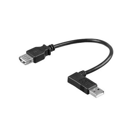 Przedłużacz USB (2.0), USB A M - USB A F, 0.1m, pod katem 90°, czarny, EOL