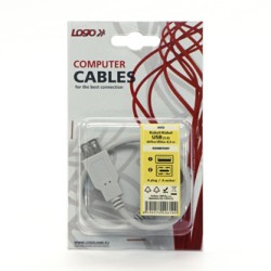 Logo Przedłużacz USB (2.0), USB A M - USB A F, 0.3m, biała, blister, EOL
