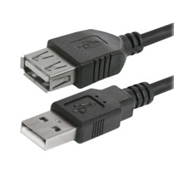 Logo Przedłużacz USB (2.0), USB A M - USB A F, 3m, czarna, blister, EOL