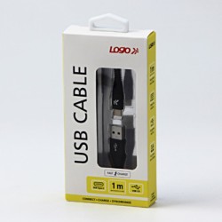 Logo USB kabel (2.0), USB A M - USB C (M), 1m, 480 Mb/s, 5V/3A, czarny, box, oplot nylonowy, aluminiowa osłona złącza, EOL