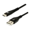 Logo USB kabel (2.0), USB A M - USB C (M), 2m, 480 Mb/s, 5V/3A, czarny, box, oplot nylonowy, aluminiowa osłona złącza, EOL