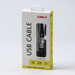 Logo USB kabel (2.0), USB A M - USB C (M), 2m, 480 Mb/s, 5V/3A, czarny, box, oplot nylonowy, aluminiowa osłona złącza, EOL