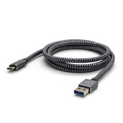 Logo USB kabel (3.2 gen 1), USB A M - USB C (M), 2m, 5 Gb/s, 5V/2A, szary, box, metalowy oplot, aluminiowa osłona złącza, EOL