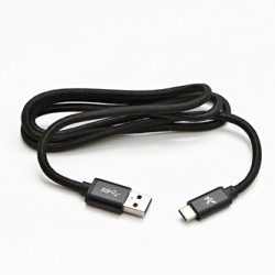 Logo USB kabel (3.2 gen 1), USB A M - USB C (M), 1m, 5 Gb/s, 5V/3A, czarny, box, oplot nylonowy, aluminiowa osłona złącza, EOL