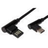 USB kabel (2.0), USB A M - USB C (M), 0.8m, okrągły, czarny, plastic bag, konektor 90°