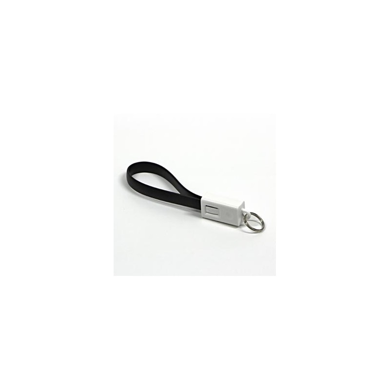 Logo USB kabel (2.0), USB A M - microUSB (M), 0.2m, czarny, blister, breloczek na klucze, EOL