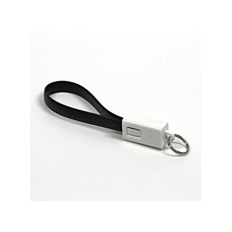 Logo USB kabel (2.0), USB A M - microUSB (M), 0.2m, czarny, blister, breloczek na klucze, EOL