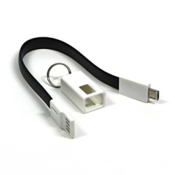 Logo USB kabel (2.0), USB A M - microUSB (M), 0.2m, czarny, blister, breloczek na klucze, EOL