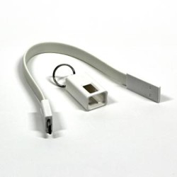Logo USB kabel (2.0), USB A M - microUSB (M), 0.2m, biały, blister, breloczek na klucze, EOL