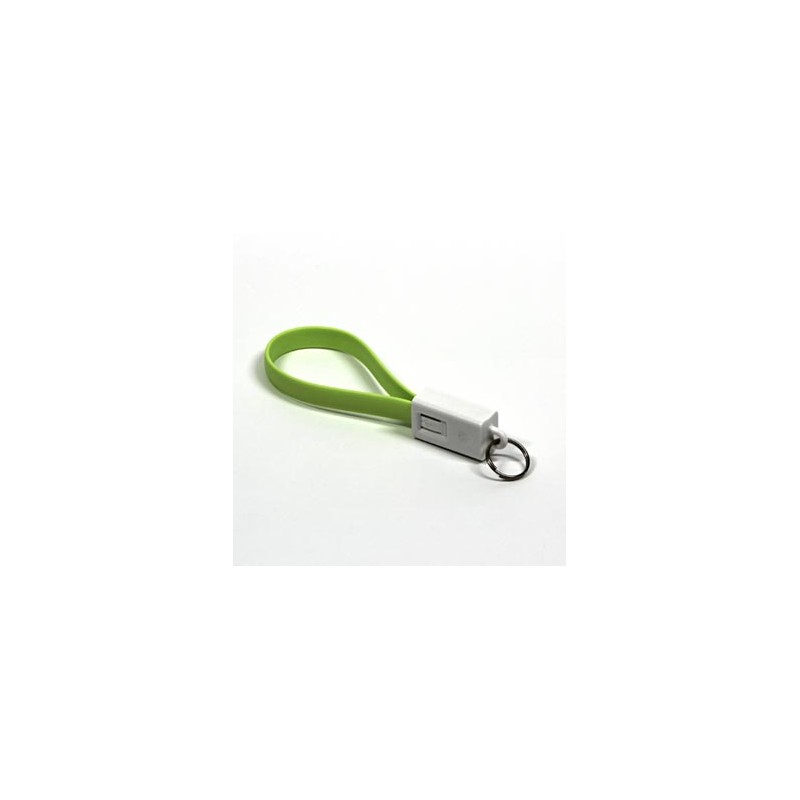USB kabel (2.0), USB A M - microUSB (M), 0.2m, jasnozielona, breloczek na klucze, EOL