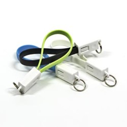 Logo USB kabel (2.0), USB A M - microUSB (M), 0.2m, jasnozielona, blister, breloczek na klucze, EOL