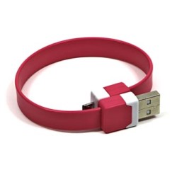 Logo USB kabel (2.0), USB A M - microUSB (M), 0.25m, różowy, blister, na nadgarstek, EOL