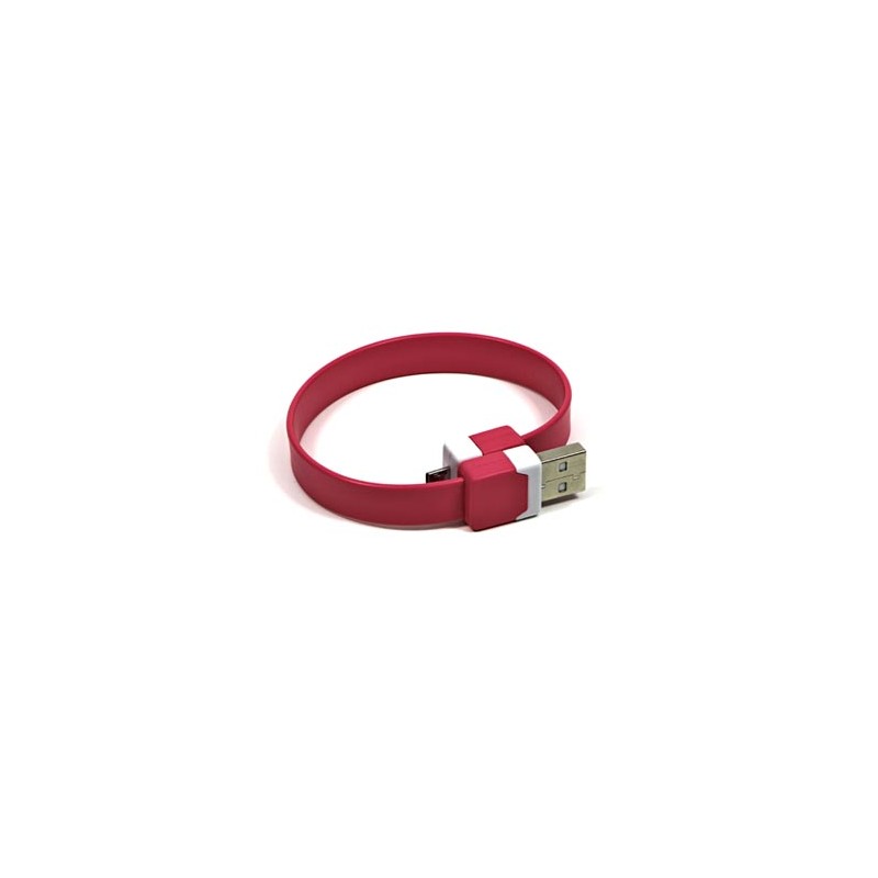 Logo USB kabel (2.0), USB A M - microUSB (M), 0.25m, różowy, blister, na nadgarstek, EOL