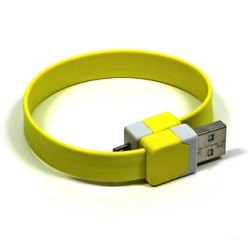 Logo USB kabel (2.0), USB A M - microUSB (M), 0.25m, żółty, blister, na nadgarstek, EOL