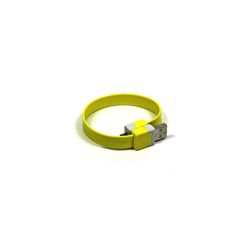 Logo USB kabel (2.0), USB A M - microUSB (M), 0.25m, żółty, blister, na nadgarstek, EOL