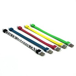 Logo USB kabel (2.0), USB A M - microUSB (M), 0.25m, żółty, blister, na nadgarstek, EOL