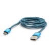 Logo USB kabel (2.0), USB A M - microUSB (M), 1m, 480 Mb/s, 5V/2A, niebieski, box, oplot nylonowy, aluminiowa osłona złącza, EOL
