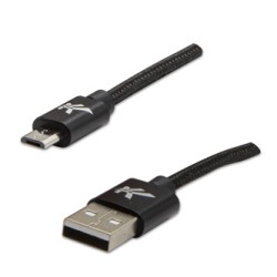 Logo USB kabel (2.0), USB A M - microUSB (M), 2m, 480 Mb/s, 5V/1A, czarny, box, oplot nylonowy, aluminiowa osłona złącza, EOL