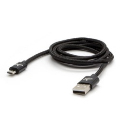 Logo USB kabel (2.0), USB A M - microUSB (M), 2m, 480 Mb/s, 5V/1A, czarny, box, oplot nylonowy, aluminiowa osłona złącza, EOL
