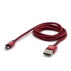 Logo USB kabel (2.0), USB A M - microUSB (M), 2m, 480 Mb/s, 5V/1A, czerwony, box, oplot nylonowy, aluminiowa osłona złącza, EOL