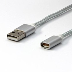 USB kabel (2.0), USB A M - magnetyczna końcówka, 1m, srebrny, EOL