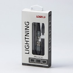 Logo USB kabel (2.0), USB A M - Apple Lightning M, 1m, certyfikat MFi, srebrny, box, oplot nylonowy, aluminiowa osłona złącza, E