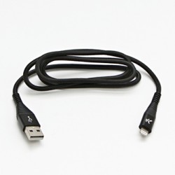 Logo USB kabel (2.0), USB A M - Apple Lightning M, 1m, certyfikat MFi, czarny, box, oplot nylonowy, aluminiowa osłona złącza, EO