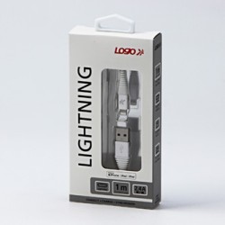 Logo USB kabel (2.0), USB A M - Apple Lightning M, 1m, certyfikat MFi, biały, box, oplot nylonowy, aluminiowa osłona złącza, EOL