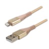 Logo USB kabel (2.0), USB A M - Apple Lightning M, 1m, certyfikat MFi, złoty, box, oplot nylonowy, aluminiowa osłona złącza, EOL