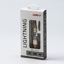 Logo USB kabel (2.0), USB A M - Apple Lightning M, 1m, certyfikat MFi, złoty, box, oplot nylonowy, aluminiowa osłona złącza, EOL