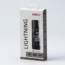 Logo USB kabel (2.0), USB A M - Apple Lightning M, 2m, certyfikat MFi, czarny, box, oplot nylonowy, aluminiowa osłona złącza, EO