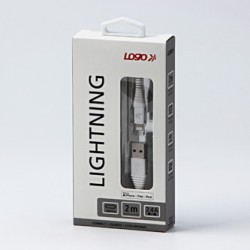Logo USB kabel (2.0), USB A M - Apple Lightning M, 2m, certyfikat MFi, biały, box, oplot nylonowy, aluminiowa osłona złącza, EOL