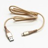 Logo USB kabel (2.0), USB A M - Apple Lightning M, 2m, certyfikat MFi, złoty, box, oplot nylonowy, aluminiowa osłona złącza, EOL