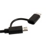 USB kabel (2.0), USB A M - microUSB (M) + USB C (M), 1m, okrągły, czarny, plastic bag, z redukcją do USB C, EOL