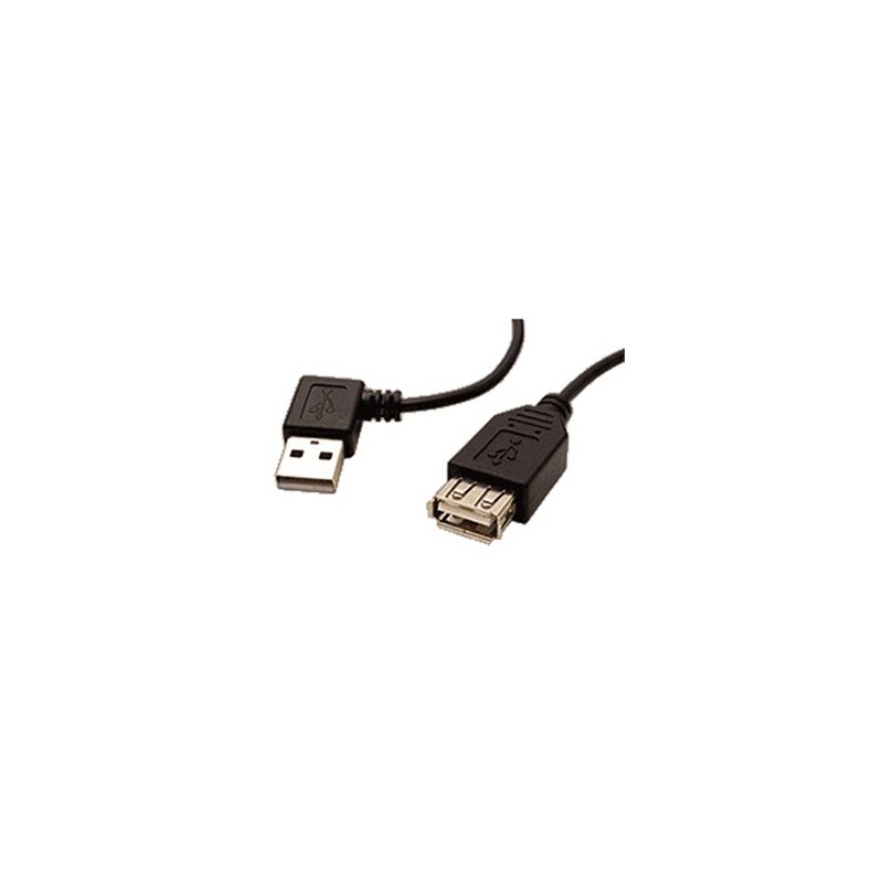Przedłużacz USB (2.0), USB A M - USB A F, 0.3m, Kabel kątowy USB 90°, czarny