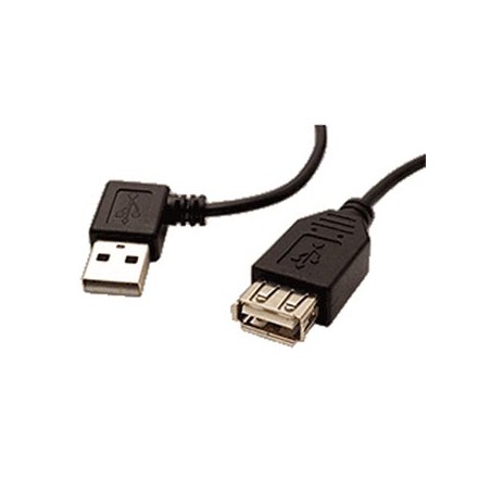 Przedłużacz USB (2.0), USB A M - USB A F, 0.3m, Kabel kątowy USB 90°, czarny