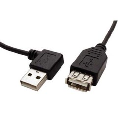 Przedłużacz USB (2.0), USB A M - USB A F, 0.3m, Kabel kątowy USB 90°, czarny