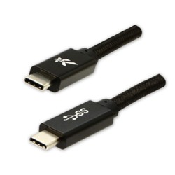 Logo USB kabel (3.2 gen 1), USB C (M) - USB C (M), 2m, 5 Gb/s, 5V/3A, czarny, box, oplot nylonowy, aluminiowa osłona złącza, EOL