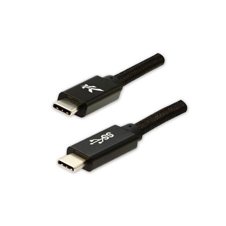 Logo USB kabel (3.2 gen 1), USB C (M) - USB C (M), 2m, 5 Gb/s, 5V/3A, czarny, box, oplot nylonowy, aluminiowa osłona złącza, EOL