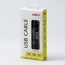 Logo USB kabel (3.2 gen 1), USB C (M) - USB C (M), 2m, 5 Gb/s, 5V/3A, czarny, box, oplot nylonowy, aluminiowa osłona złącza, EOL