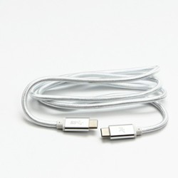 Logo USB kabel (3.2 gen 1), USB C (M) - USB C (M), 2m, 5 Gb/s, 5V/3A, biały, box, oplot nylonowy, aluminiowa osłona złącza, EOL