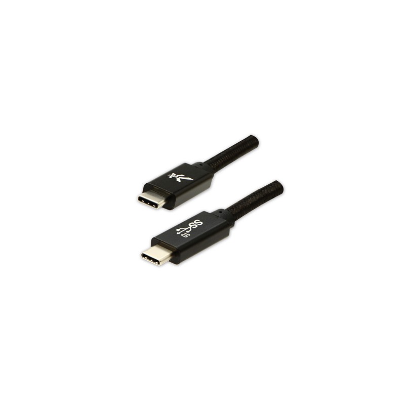Logo USB kabel (3.2 gen 2), USB C (M) - USB C (M), 1m, Power Delivery 100W, 10 Gb/s, 20V/5A, czarny, box, oplot nylonowy, alumin
