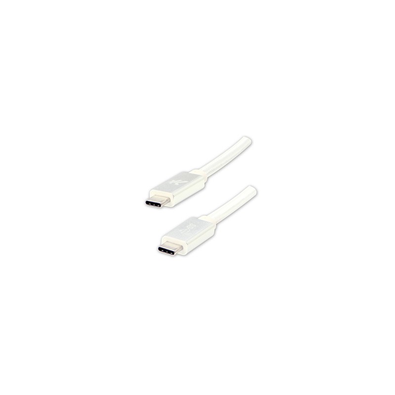 Logo USB kabel (3.2 gen 2), USB C (M) - USB C (M), 1m, Power Delivery 100W, 10 Gb/s, 20V/5A, biały, box, oplot nylonowy, alumini