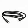 Logo USB kabel (2.0), USB C (M) - Apple Lightning M, 1m, certyfikat MFi, czarny, box, oplot nylonowy, aluminiowa osłona złącza, 