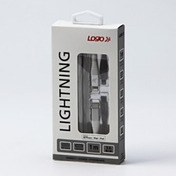 Logo USB kabel (2.0), USB C (M) - Apple Lightning M, 1m, certyfikat MFi, biały, box, oplot nylonowy, aluminiowa osłona złącza, E