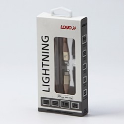 Logo USB kabel (2.0), USB C (M) - Apple Lightning M, 1m, certyfikat MFi, złoty, box, oplot nylonowy, aluminiowa osłona złącza, E