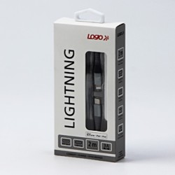 Logo USB kabel (2.0), USB C (M) - Apple Lightning M, 2m, certyfikat MFi, srebrny, box, oplot nylonowy, aluminiowa osłona złącza,
