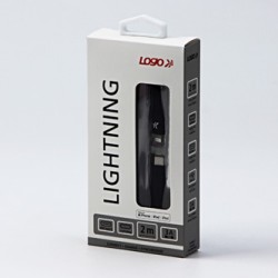 Logo USB kabel (2.0), USB C (M) - Apple Lightning M, 2m, certyfikat MFi, czarny, box, oplot nylonowy, aluminiowa osłona złącza, 